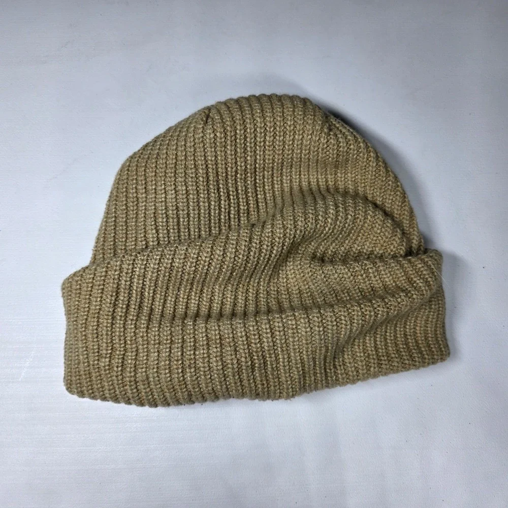 The North Face Heritage Beanie Hat Tan Ribbed Knit Cuffed OS F751464